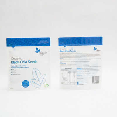 500g 매트 PET은 플라스틱 백 123 um 검은 chia 시드 패키징을 견딥니다