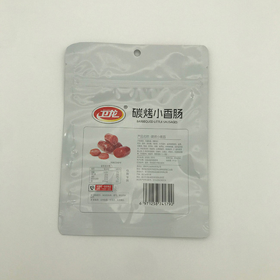 식품 포장 봉투를 위한 180g AL7 플라스틱 파우치는 지퍼와 그릴소시지를 숯으로 만듭니다