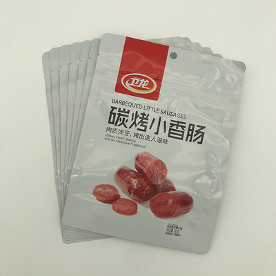 식품 포장 봉투를 위한 180g AL7 플라스틱 파우치는 지퍼와 그릴소시지를 숯으로 만듭니다