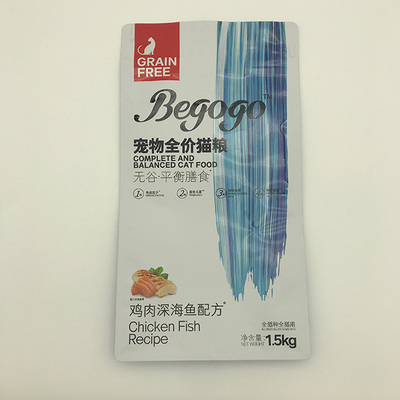 재활용할 수 있는 패키징에서 280 Ｘ 210MM 1.5 킬로그램 편평한 하부 사이드 거싯 에어백 PET12 캐트 푸드