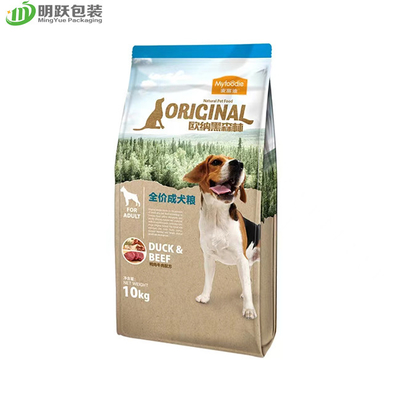 160 마이크론 10 킬로그램은 앞 껍질 지퍼를 패키징하는 하단측 거싯대 애완견 음식을 평탄화합니다